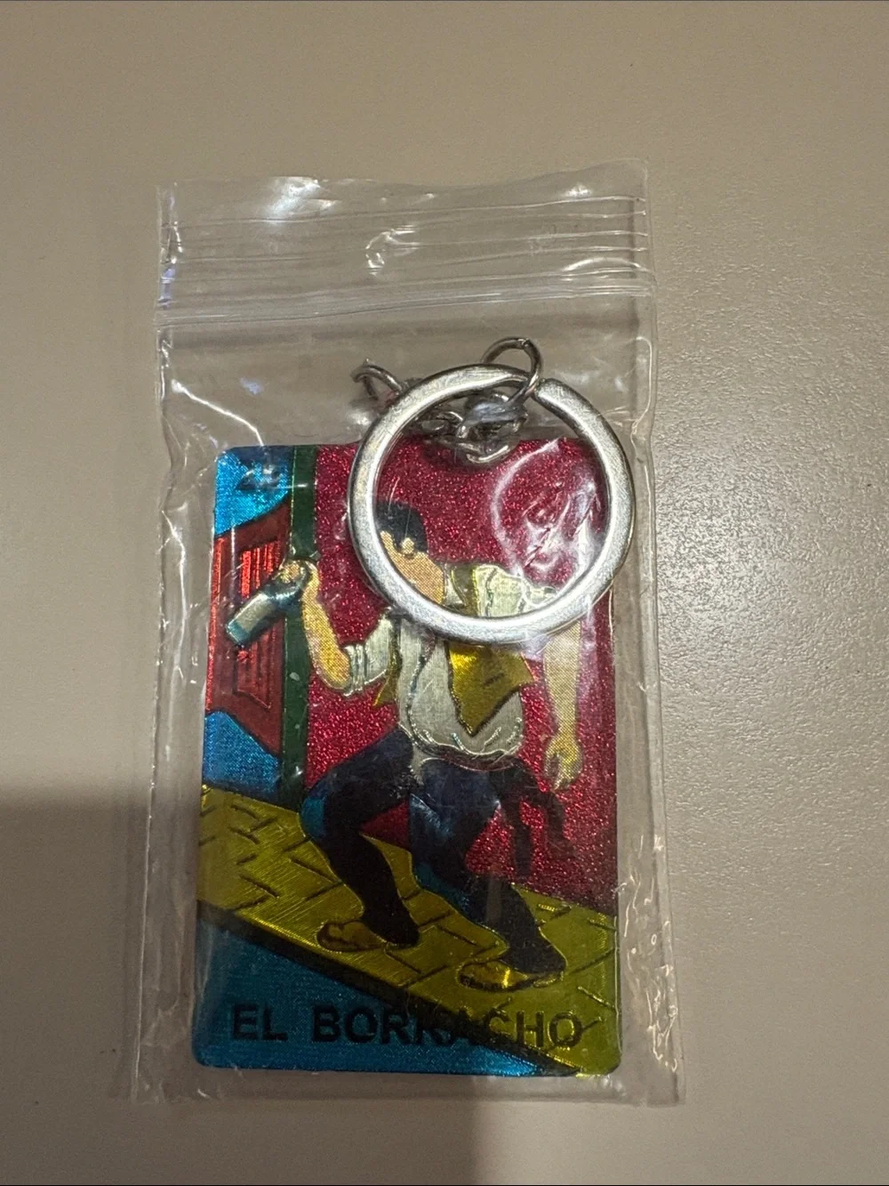 MEXICANA El Borracho Glitter Keychain - Red, Blue, Yellow, Black